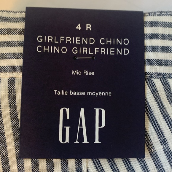 Gap black/white linen cotton striped cropped  pants NWT - Picture 2 of 6